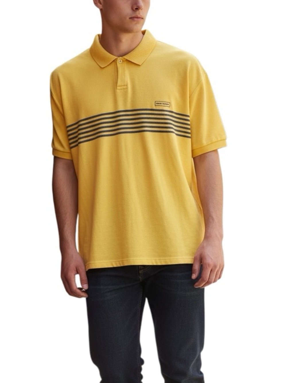 Vintage Polo by Ralph Lauren Yellow Polo with Horizontal Black Stripes